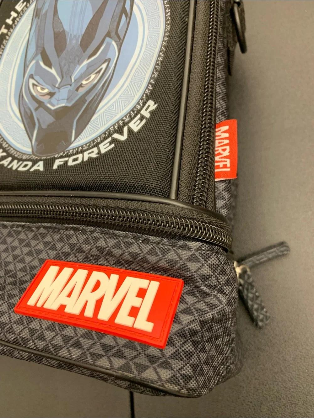 Marvel Black Lunch Bag with Blue Black Panther Graphic